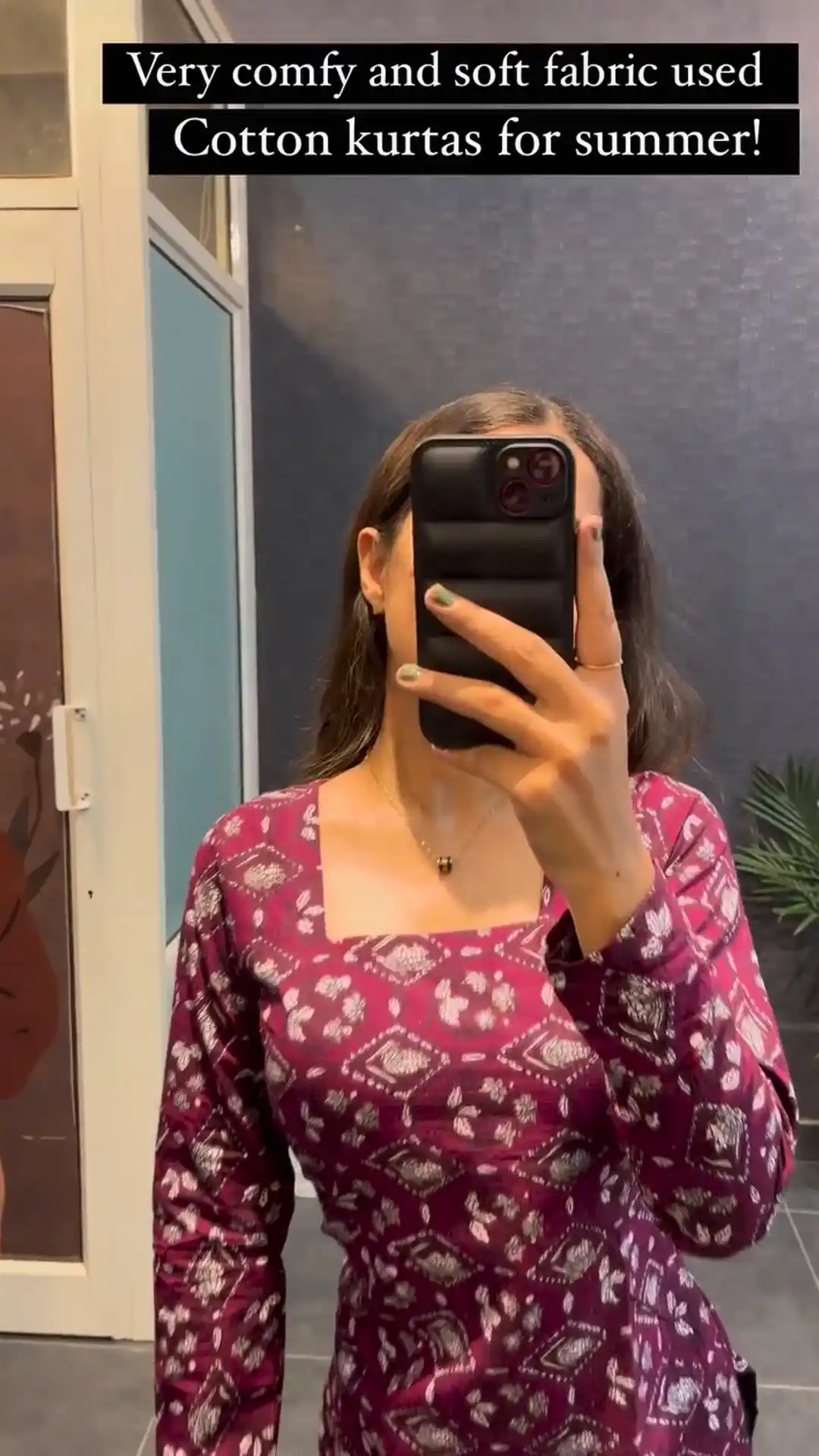 New Womens Printed Wine Cotton festive Kurti.png